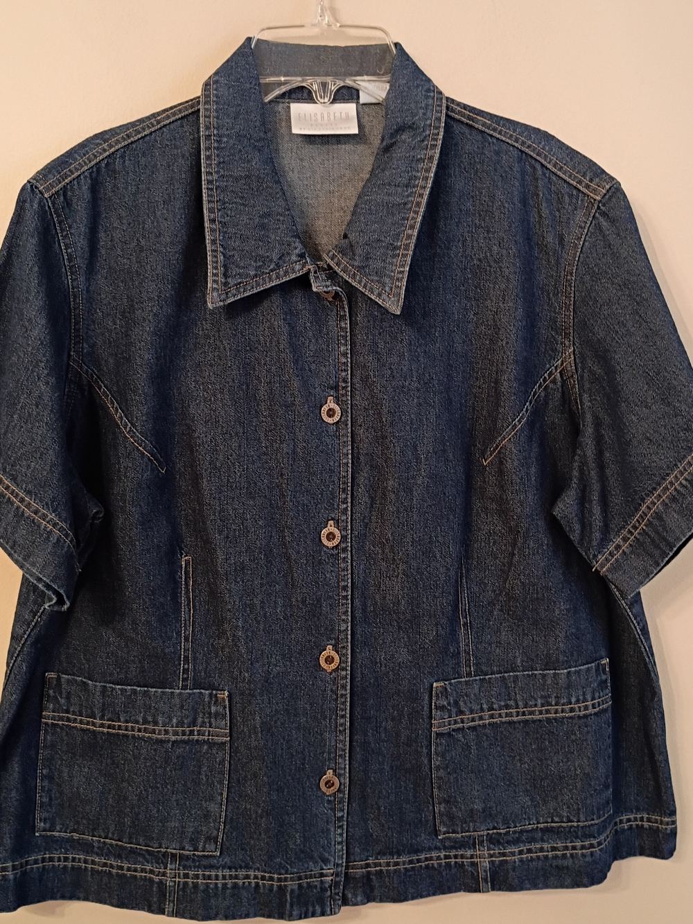Elisabeth by Liz Claiborne Classic Dark Blue Denim Short-Sleeve Jean Jacket